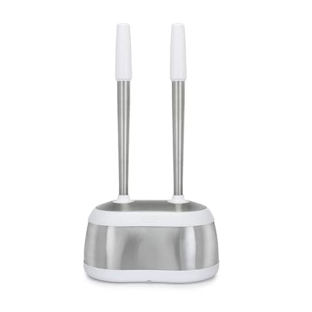 Polder Polder Toilet Brush and Plunger Caddy White/Silver BTH-6300-90